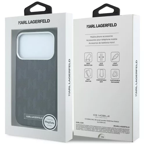 Karl Lagerfeld - HC MagSafe SW Grained Leather HS Mono Resin Logo (KLHMP18L6PWKLMHK) - iPhone 18 Pro / iPhone 17 Pro - Black