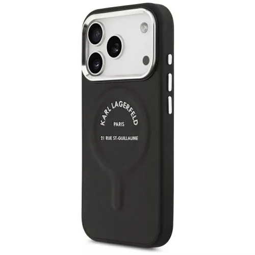 Karl Lagerfeld - HC MagSafe Leather EMB. Ring Karl RSG Logo (KLHMP18XPSKRSGEK) - iPhone 18 Pro Max / iPhone 17 Pro Max - Black