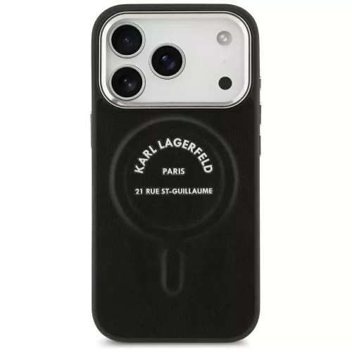 Karl Lagerfeld - HC MagSafe Leather EMB. Ring Karl RSG Logo (KLHMP18XPSKRSGEK) - iPhone 18 Pro Max / iPhone 17 Pro Max - Black