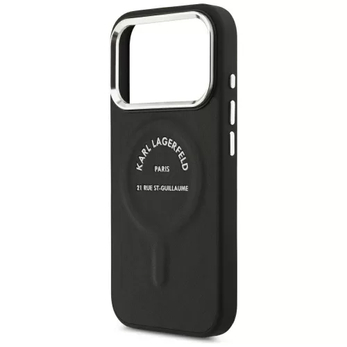 Karl Lagerfeld - HC MagSafe Leather EMB. Ring with Karl RSG Logo (KLHMP18LPSKRSGEK) - iPhone 18 Pro / iPhone 17 Pro - Black