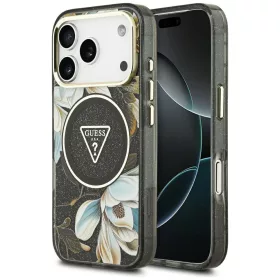   Guess - IML Glitter Flowers Triangle MagSafe (GUHMP18LHFLPEDK) - iPhone 18 Pro / iPhone 17 Pro - Black