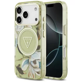   Guess - IML Glitter Flowers Triangle MagSafe (GUHMP18LHFLPEDN) - iPhone 18 Pro / iPhone 17 Pro - Green