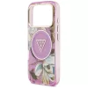 Guess - IML Glitter Flowers Triangle MagSafe (GUHMP18LHFLPEDU) - iPhone 18 Pro / iPhone 17 Pro - Purple