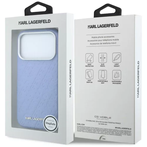 Karl Lagerfeld - HC MagSafe Grained Leather Metal Logo (KLHMP18LPSKLFOFB) - iPhone 18 Pro Max / iPhone 17 Pro Max - Blue