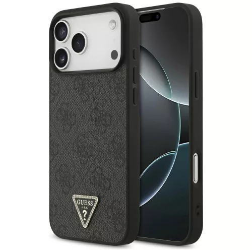 Guess - Leather 4G Triangle Strass MagSafe (GUHMP18XP4TDPLK) - iPhone 18 Pro Max / iPhone 17 Pro Max - Black
