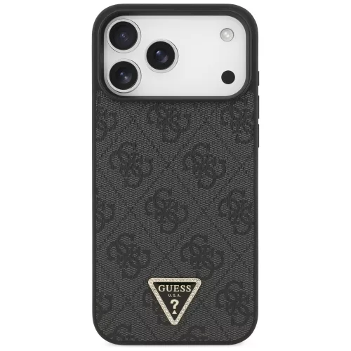 Guess - Leather 4G Triangle Strass MagSafe (GUHMP18XP4TDPLK) - iPhone 18 Pro Max / iPhone 17 Pro Max - Black