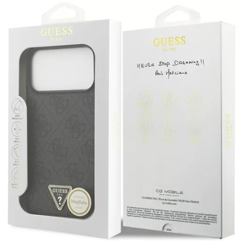 Guess - Leather 4G Triangle Strass MagSafe (GUHMP18XP4TDPLK) - iPhone 18 Pro Max / iPhone 17 Pro Max - Black