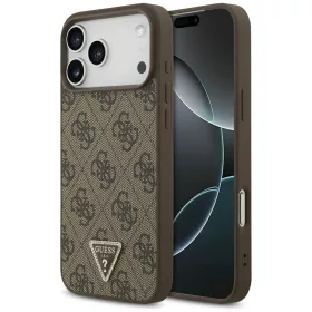   Guess - Leather 4G Triangle Strass MagSafe (GUHMP18XP4TDPW) - iPhone 18 Pro Max / iPhone 17 Pro Max - Brown