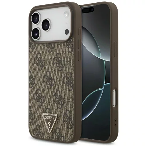 Guess - Leather 4G Triangle Strass MagSafe (GUHMP18XP4TDPW) - iPhone 18 Pro Max / iPhone 17 Pro Max - Brown