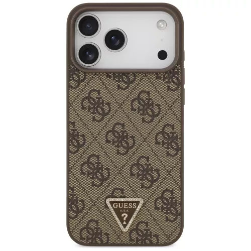 Guess - Leather 4G Triangle Strass MagSafe (GUHMP18XP4TDPW) - iPhone 18 Pro Max / iPhone 17 Pro Max - Brown