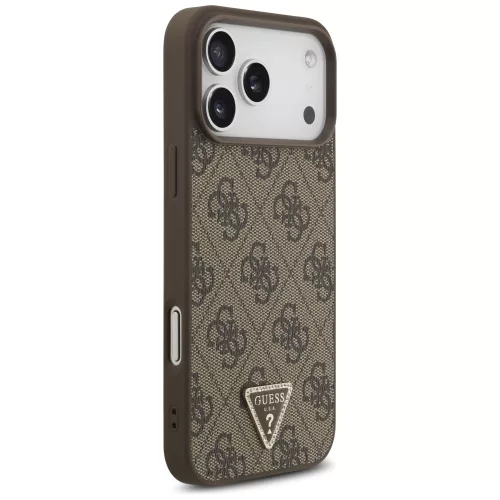 Guess - Leather 4G Triangle Strass MagSafe (GUHMP18XP4TDPW) - iPhone 18 Pro Max / iPhone 17 Pro Max - Brown