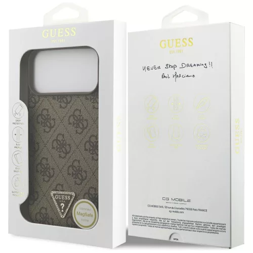 Guess - Leather 4G Triangle Strass MagSafe (GUHMP18XP4TDPW) - iPhone 18 Pro Max / iPhone 17 Pro Max - Brown