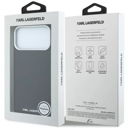 Karl Lagerfeld - HC MagSafe Grained Leather Elongated Logo (KLHMP18XPSWGKLK) - iPhone 18 Pro Max / iPhone 17 Pro Max - Black