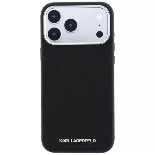 Karl Lagerfeld - Hardcase MagSafe Grained Leather Elongated Logo (KLHMP18LPSWGKLK) - iPhone 18 Pro / iPhone 17 Pro - Black