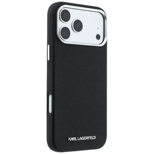 Karl Lagerfeld - Hardcase MagSafe Grained Leather Elongated Logo (KLHMP18LPSWGKLK) - iPhone 18 Pro / iPhone 17 Pro - Black