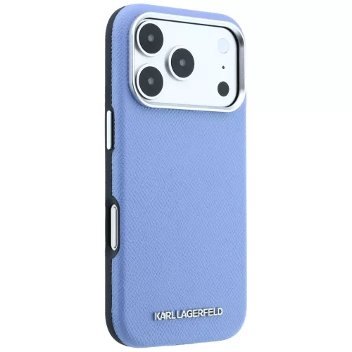 Karl Lagerfeld - Hardcase MagSafe Grained Leather Elongated Logo (KLHMP18LPSWGKLB) - iPhone 18 Pro / iPhone 17 Pro - Blue