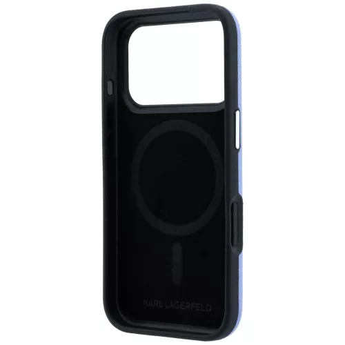 Karl Lagerfeld - Hardcase MagSafe Grained Leather Elongated Logo (KLHMP18LPSWGKLB) - iPhone 18 Pro / iPhone 17 Pro - Blue