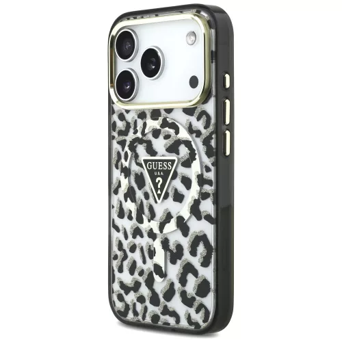 Guess - Leopard Glitter Triangle Logo MagSafe (GUHMP18XHLEGTGLK) - iPhone 18 Pro Max / iPhone 17 Pro Max - Black