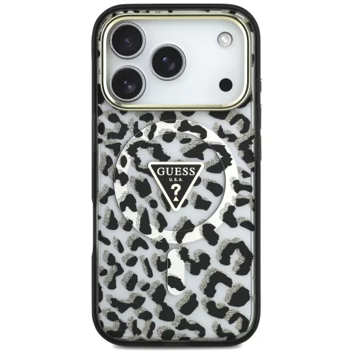 Guess - Leopard Glitter Triangle Logo MagSafe (GUHMP18XHLEGTGLK) - iPhone 18 Pro Max / iPhone 17 Pro Max - Black