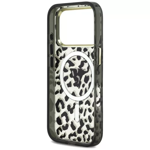 Guess - Leopard Glitter Triangle Logo MagSafe (GUHMP18XHLEGTGLK) - iPhone 18 Pro Max / iPhone 17 Pro Max - Black