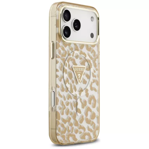Guess - Leopard Glitter Triangle Logo MagSafe (GUHMP18XHLEGTGLW) - iPhone 18 Pro Max / iPhone 17 Pro Max - Brown