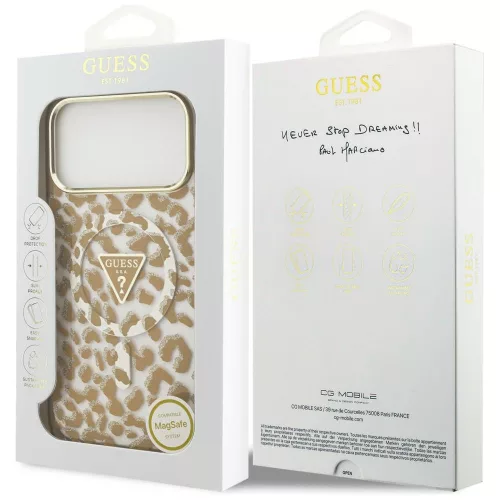 Guess - Leopard Glitter Triangle Logo MagSafe (GUHMP18XHLEGTGLW) - iPhone 18 Pro Max / iPhone 17 Pro Max - Brown