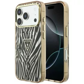  Guess - Zebra Glitter Triangle Logo MagSafe (GUHMP18X6HZPGTLD) - iPhone 18 Pro Max / iPhone 17 Pro Max - Gold