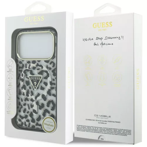 Guess - Leopard Glitter Triangle Logo MagSafe (GUHMP18LHLEGTGLK) - iPhone 18 Pro / iPhone 17 Pro - Black