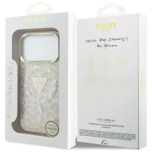 Guess - Leopard Glitter Triangle Logo MagSafe (GUHMP18LHLEGTGLP) - iPhone 18 Pro / iPhone 17 Pro - Pink