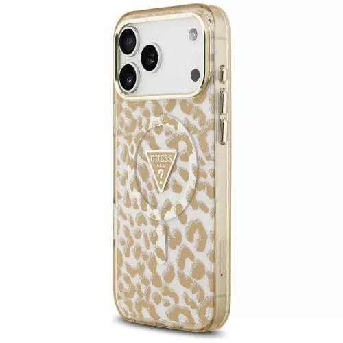 Guess - Leopard Glitter Triangle Logo MagSafe (GUHMP18LHLEGTGLW) - iPhone 18 Pro / iPhone 17 Pro - Brown