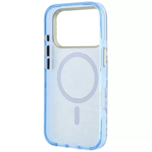Guess - Leopard Glitter Triangle Logo MagSafe (GUHMP18LHLEGTGLU) - iPhone 18 Pro / iPhone 17 Pro - Light Blue