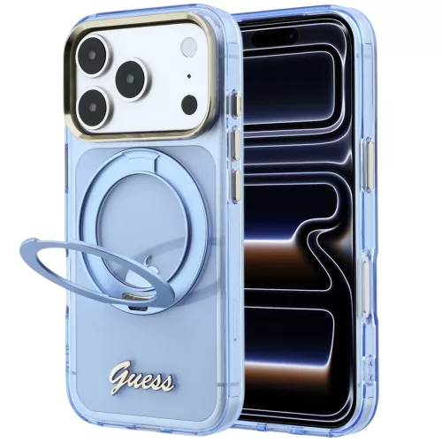 Guess - Ring Stand Script Metal Logo MagSafe (GUHMP18X6HCCMSB) - iPhone 18 Pro Max / iPhone 17 Pro Max - Light Blue