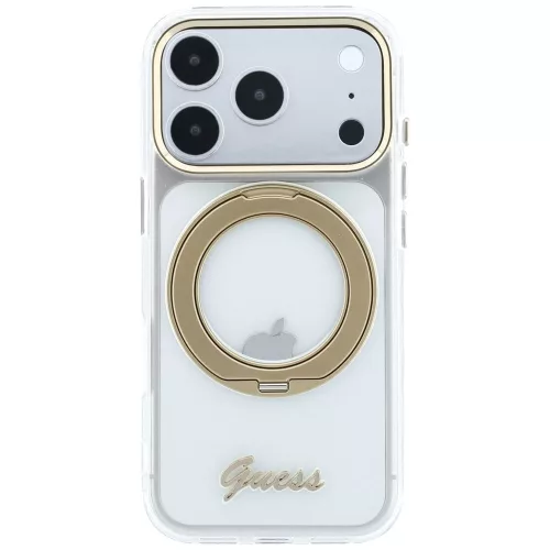 Guess - Ring Stand Script Metal Logo MagSafe (GUHMP18X6HCCMST) - iPhone 18 Pro Max / iPhone 17 Pro Max - Clear