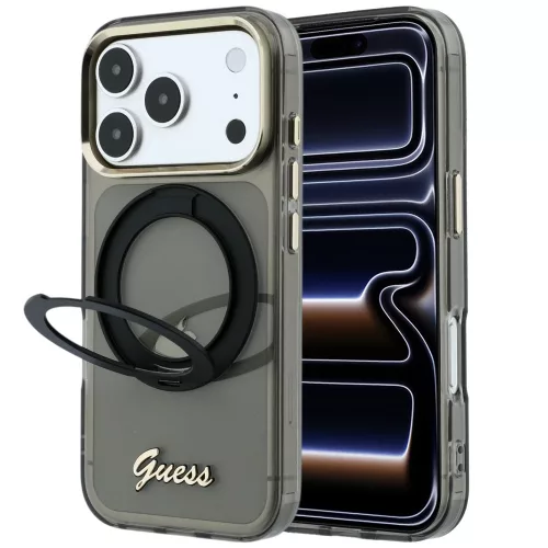 Guess - Ring Stand Script Metal Logo MagSafe (GUHMP18L6HCCMSK) - iPhone 18 Pro / iPhone 17 Pro - Black