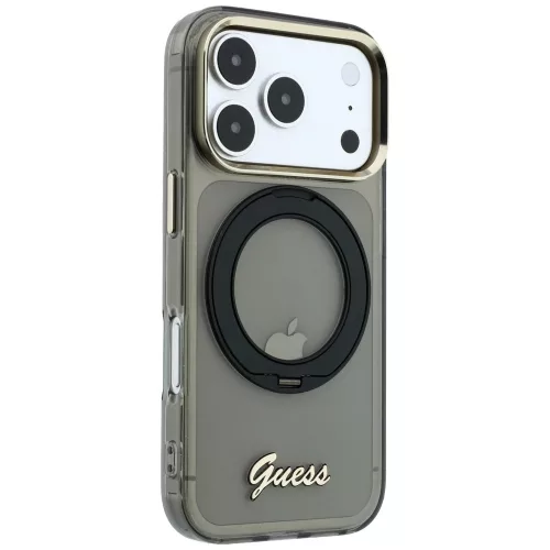 Guess - Ring Stand Script Metal Logo MagSafe (GUHMP18L6HCCMSK) - iPhone 18 Pro / iPhone 17 Pro - Black