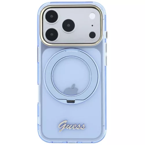 Guess - Ring Stand Script Metal Logo MagSafe (GUHMP18L6HCCMSB) - iPhone 18 Pro / iPhone 17 Pro - Light Blue