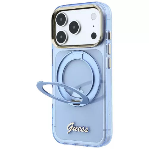 Guess - Ring Stand Script Metal Logo MagSafe (GUHMP18L6HCCMSB) - iPhone 18 Pro / iPhone 17 Pro - Light Blue