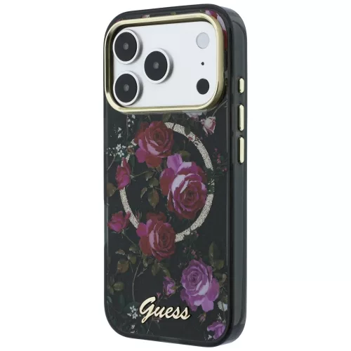 Guess - IML Glitter Blossom Roses MagSafe (GUHMP18L6HTBGSLK) - iPhone 18 Pro / iPhone 17 Pro - Black