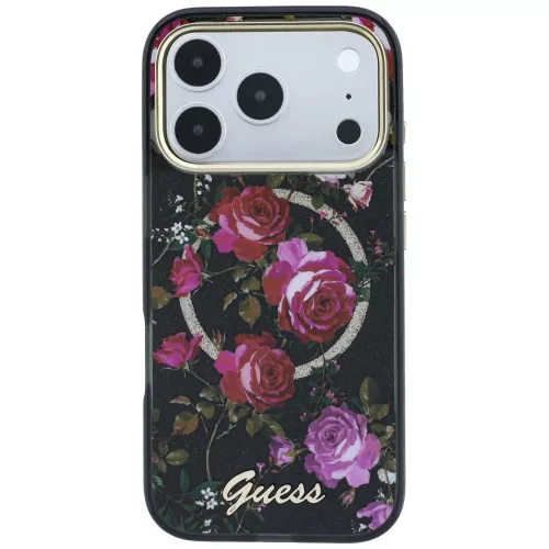 Guess - IML Glitter Blossom Roses MagSafe (GUHMP18L6HTBGSLK) - iPhone 18 Pro / iPhone 17 Pro - Black