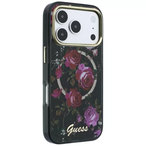 Guess - IML Glitter Blossom Roses MagSafe (GUHMP18L6HTBGSLK) - iPhone 18 Pro / iPhone 17 Pro - Black