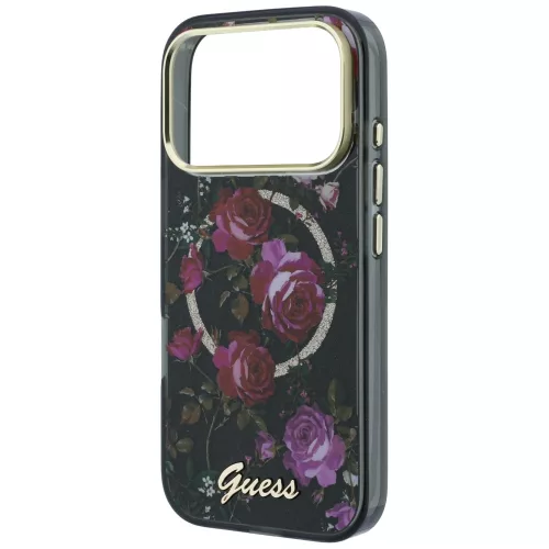 Guess - IML Glitter Blossom Roses MagSafe (GUHMP18L6HTBGSLK) - iPhone 18 Pro / iPhone 17 Pro - Black
