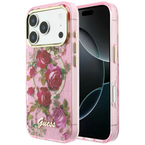 Guess - IML Glitter Blossom Roses MagSafe (GUHMP18L6HTBGSLP) - iPhone 18 Pro / iPhone 17 Pro - Pink
