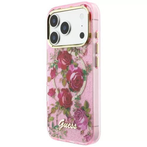 Guess - IML Glitter Blossom Roses MagSafe (GUHMP18L6HTBGSLP) - iPhone 18 Pro / iPhone 17 Pro - Pink