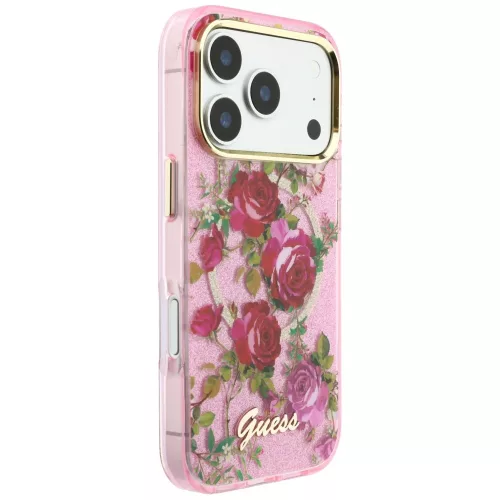 Guess - IML Glitter Blossom Roses MagSafe (GUHMP18L6HTBGSLP) - iPhone 18 Pro / iPhone 17 Pro - Pink