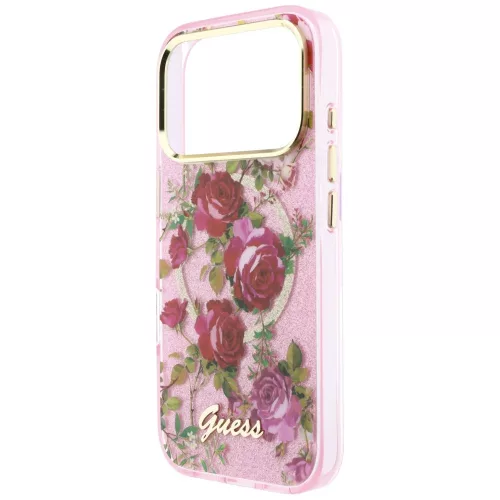 Guess - IML Glitter Blossom Roses MagSafe (GUHMP18L6HTBGSLP) - iPhone 18 Pro / iPhone 17 Pro - Pink