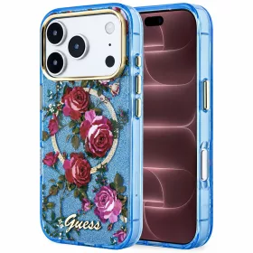   Guess - IML Glitter Blossom Roses MagSafe (GUHMP18X6HTBGSLB) - iPhone 18 Pro Max / iPhone 17 Pro Max - Light Blue