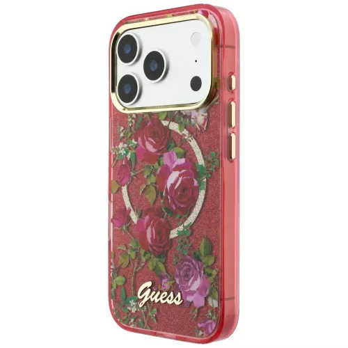 Guess - IML Glitter Blossom Roses MagSafe (GUHMP18X6HTBGSLU) - iPhone 18 Pro Max / iPhone 17 Pro Max - Burgundy