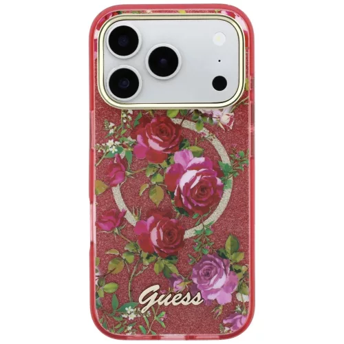 Guess - IML Glitter Blossom Roses MagSafe (GUHMP18X6HTBGSLU) - iPhone 18 Pro Max / iPhone 17 Pro Max - Burgundy