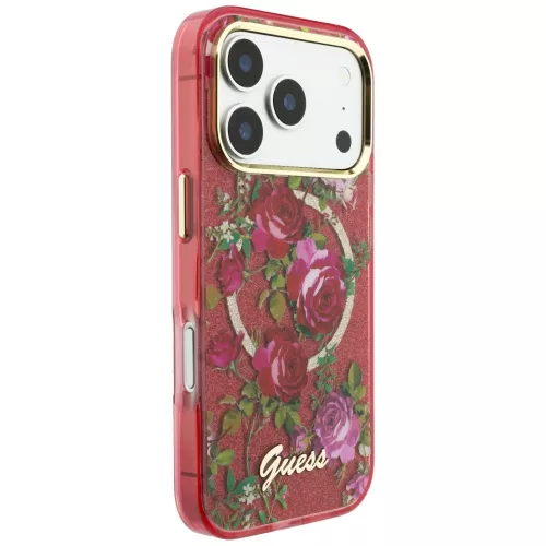 Guess - IML Glitter Blossom Roses MagSafe (GUHMP18X6HTBGSLU) - iPhone 18 Pro Max / iPhone 17 Pro Max - Burgundy