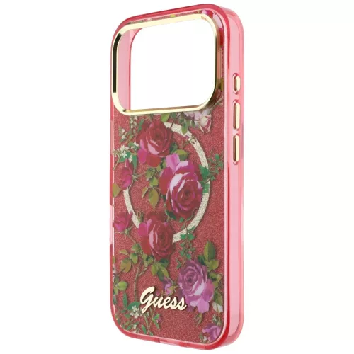 Guess - IML Glitter Blossom Roses MagSafe (GUHMP18X6HTBGSLU) - iPhone 18 Pro Max / iPhone 17 Pro Max - Burgundy